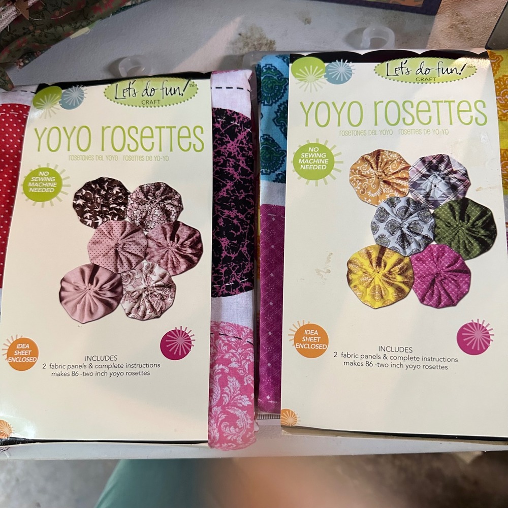 Daisy Kingdom Let's Do Fun Yoyo Rosettes Fabric Panel Kits Lot of 2 Pink Multi